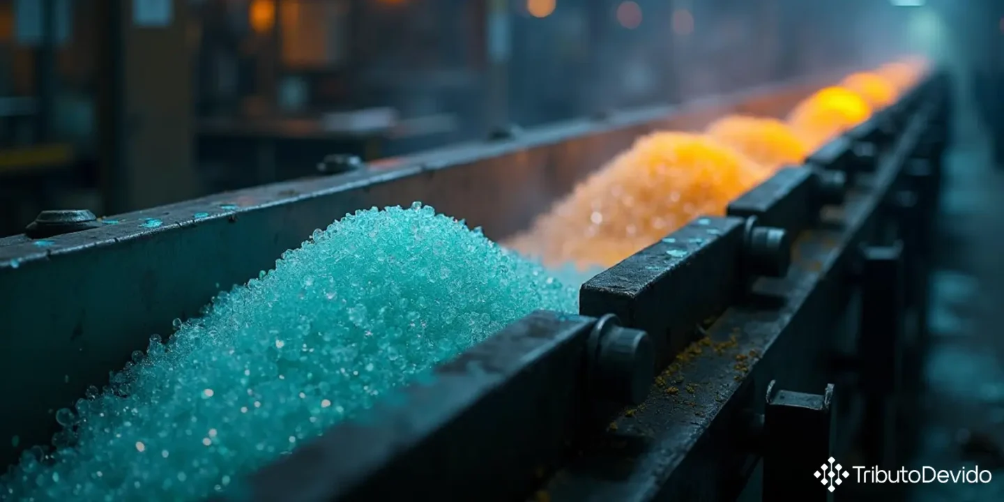 Industrialização cacos vidro beneficiamento transformação IPI